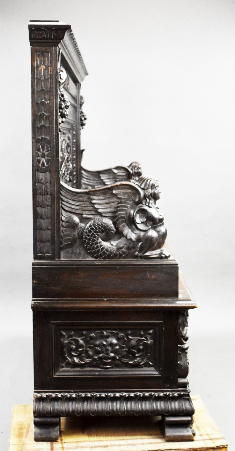 19th Century Heavily Carved Oak Settle