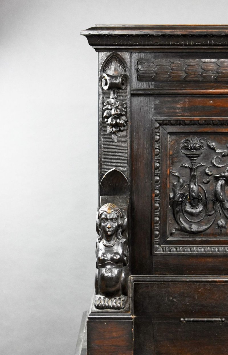 19th Century Heavily Carved Oak Settle