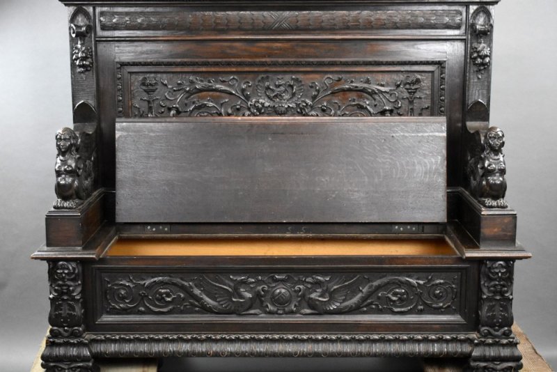 19th Century Heavily Carved Oak Settle