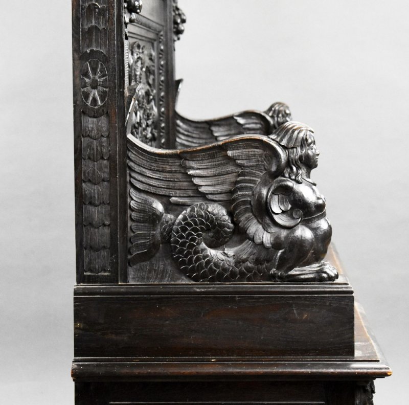19th Century Heavily Carved Oak Settle
