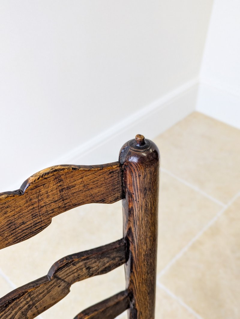 Set of Four Antique Georgian Oak Ladderback Dining Chairs c.1800