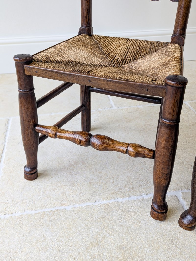 Set of Four Antique Georgian Oak Ladderback Dining Chairs c.1800