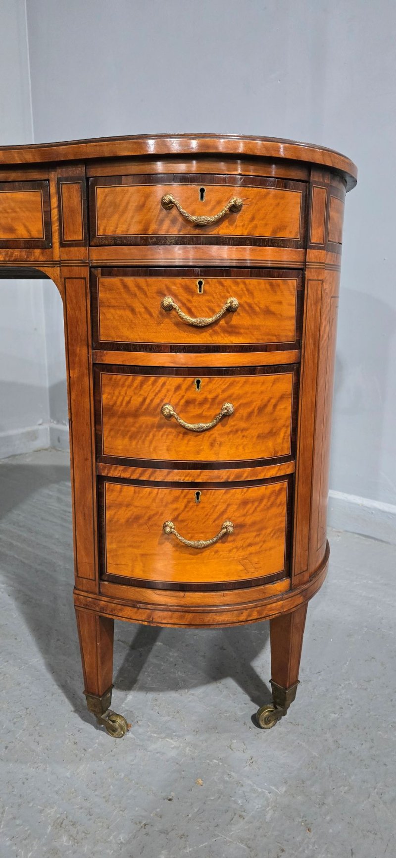 Fine English Satinwood Kidney Desk