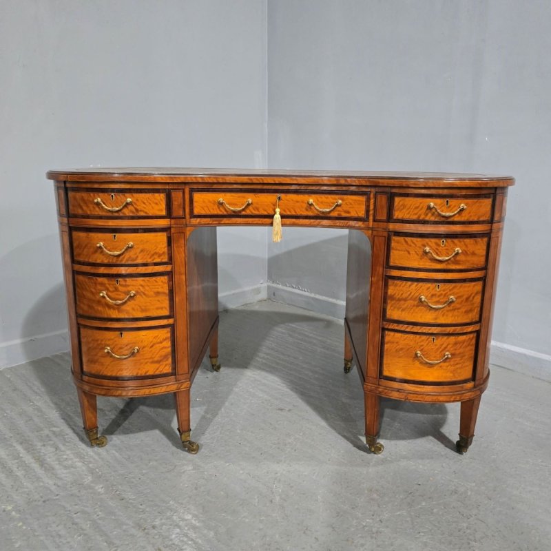 Fine English Satinwood Kidney Desk