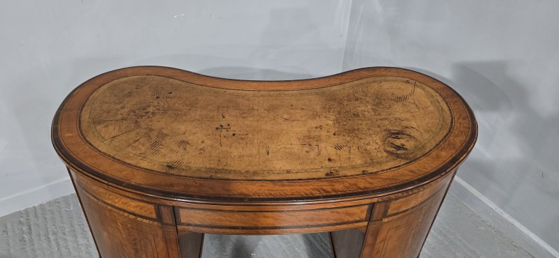 Fine English Satinwood Kidney Desk
