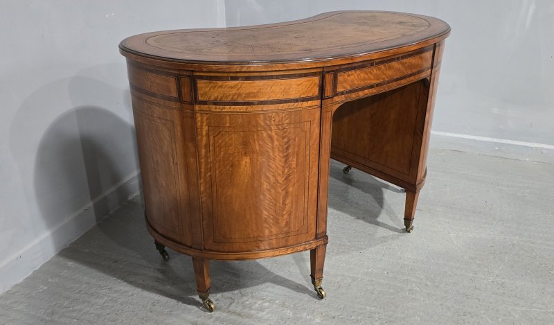 Fine English Satinwood Kidney Desk