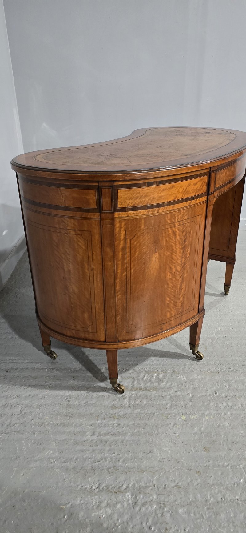 Fine English Satinwood Kidney Desk