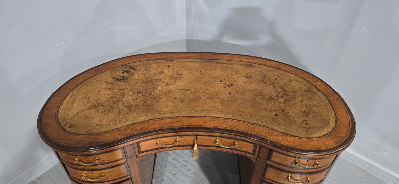 Fine English Satinwood Kidney Desk