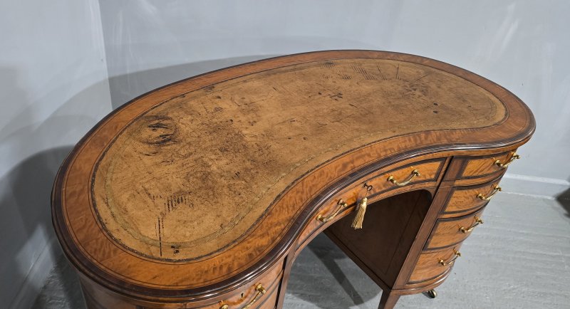 Fine English Satinwood Kidney Desk