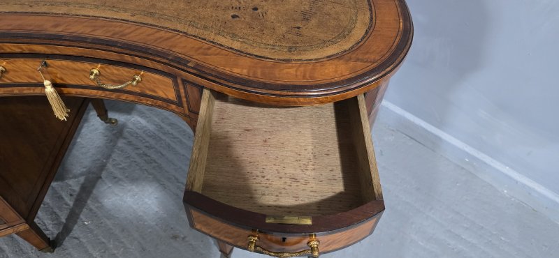 Fine English Satinwood Kidney Desk