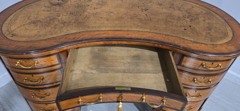 Fine English Satinwood Kidney Desk