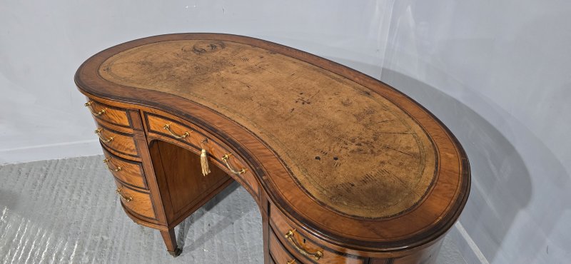 Fine English Satinwood Kidney Desk