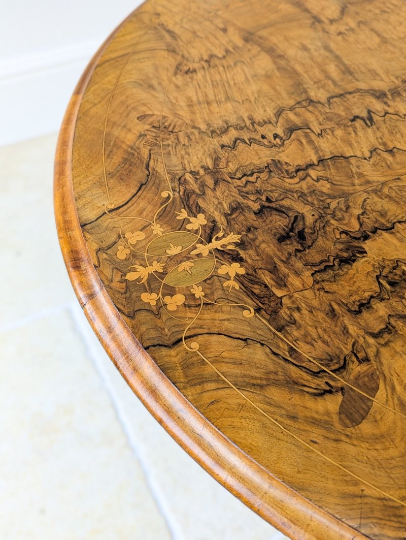 Antique Victorian Burr Walnut Tilt-Top Centre Table c.1860
