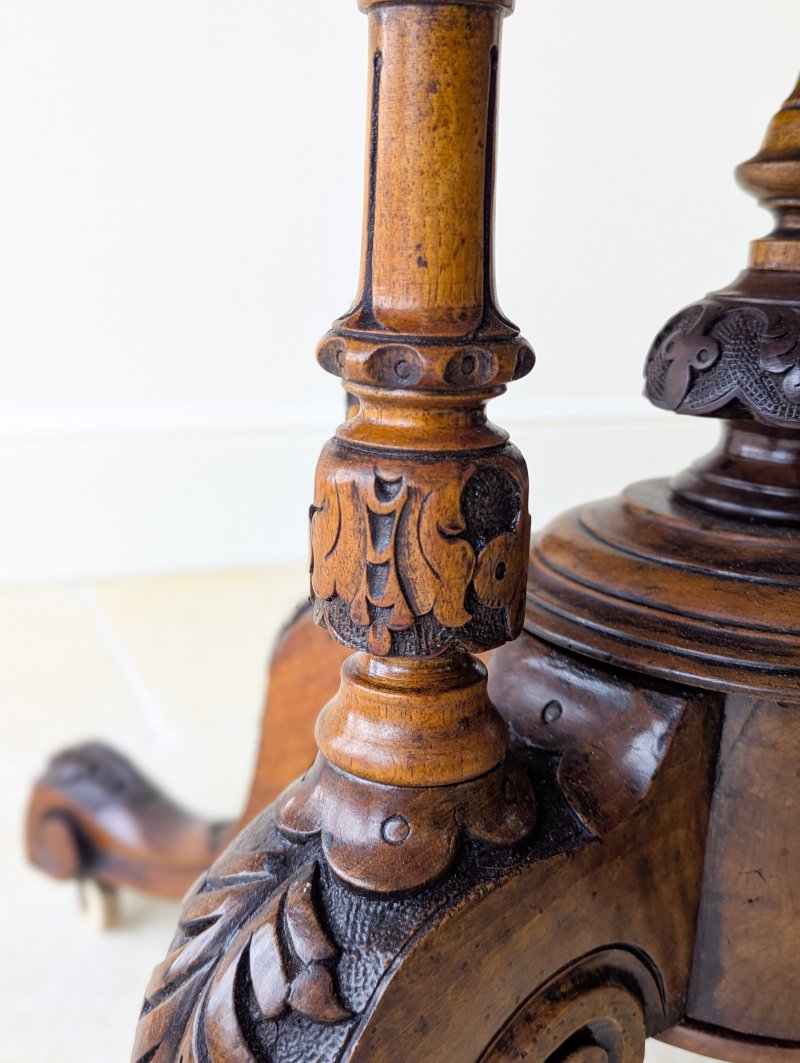 Antique Victorian Burr Walnut Tilt-Top Centre Table c.1860