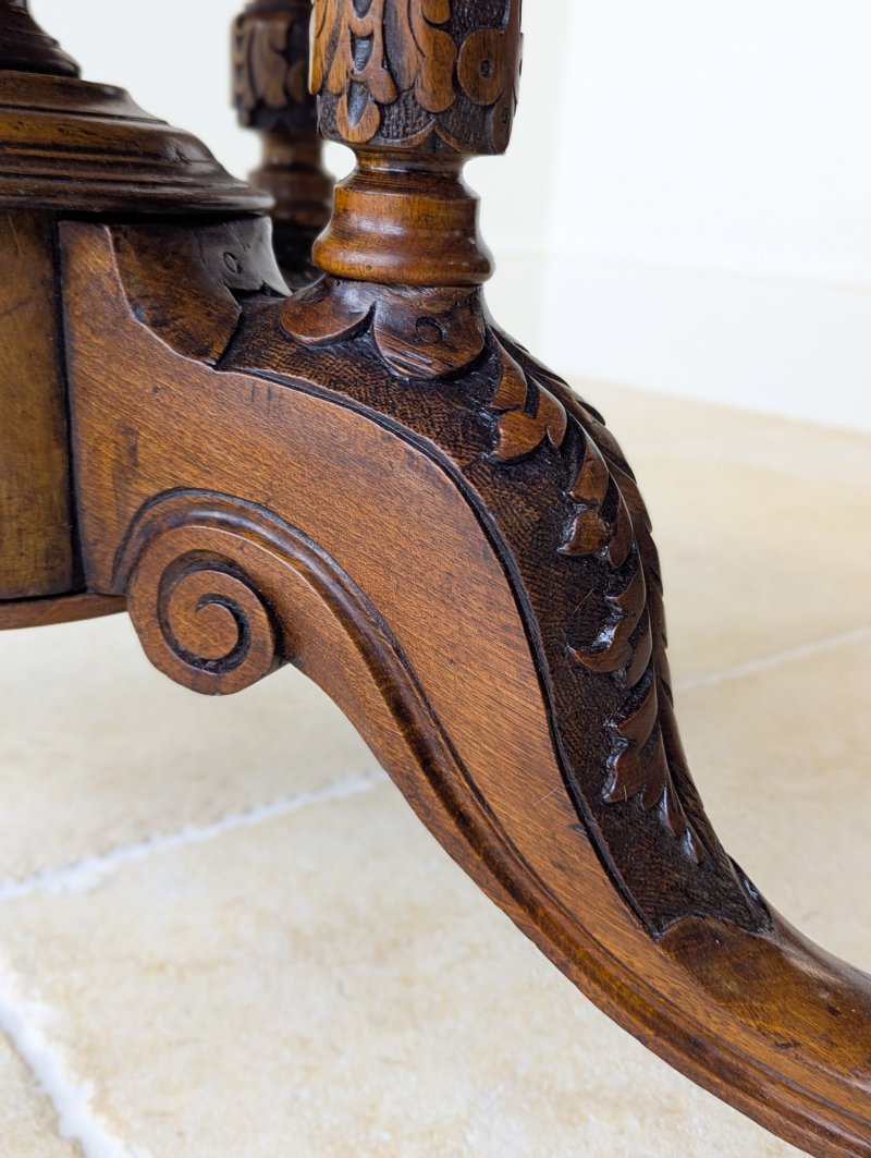 Antique Victorian Burr Walnut Tilt-Top Centre Table c.1860