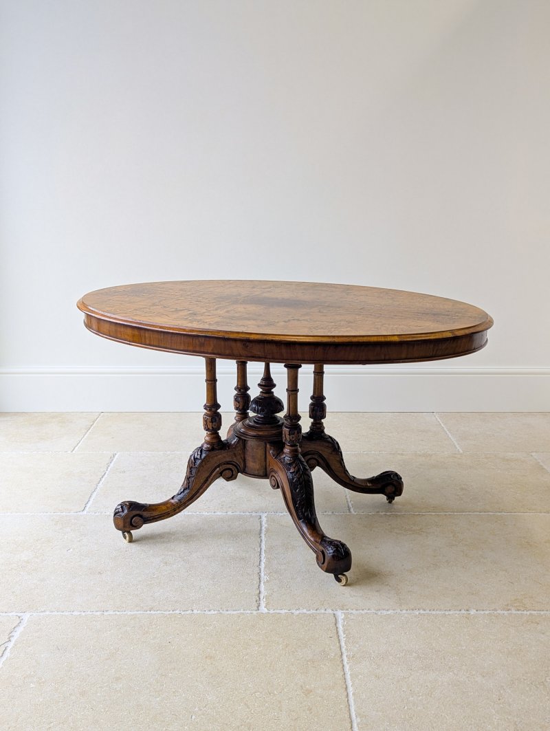 Antique Victorian Burr Walnut Tilt-Top Centre Table c.1860