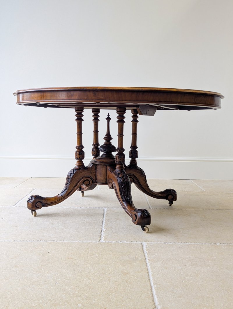 Antique Victorian Burr Walnut Tilt-Top Centre Table c.1860