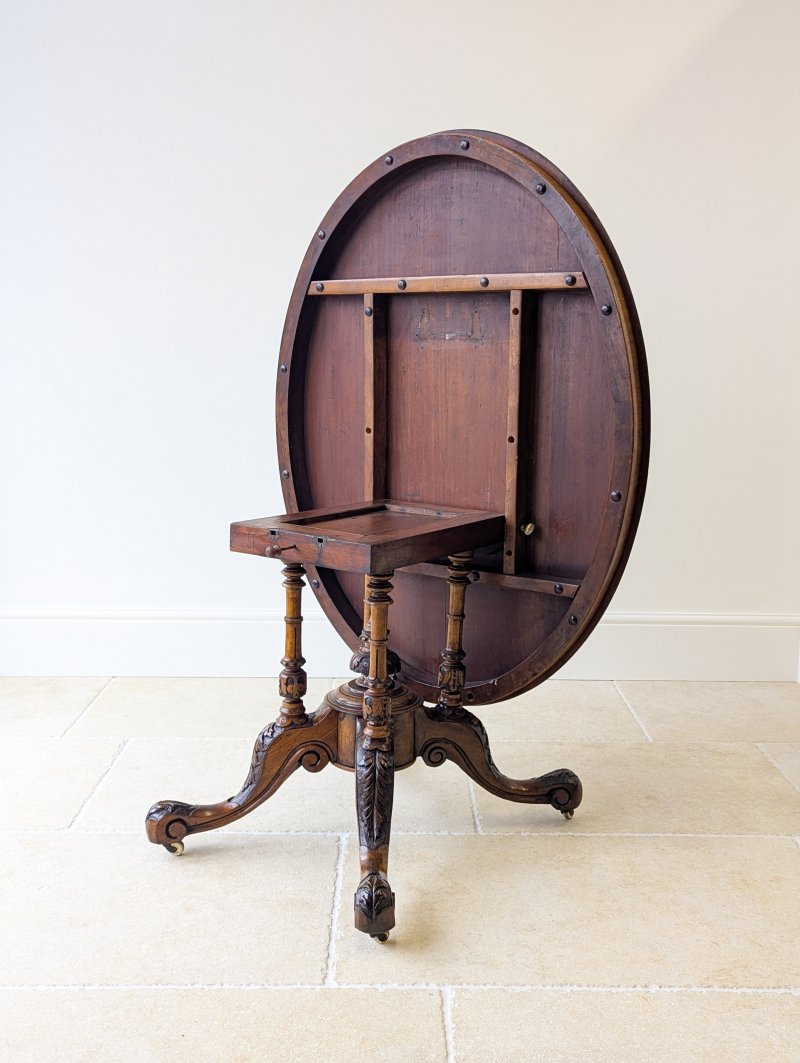 Antique Victorian Burr Walnut Tilt-Top Centre Table c.1860