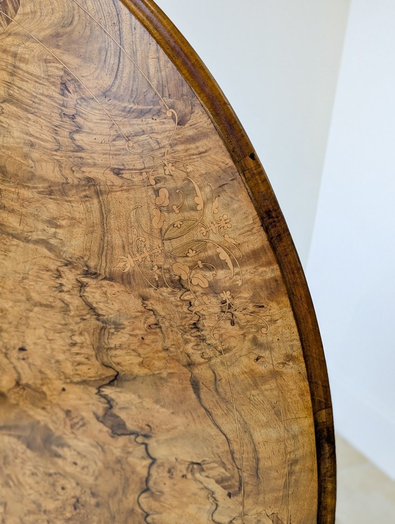 Antique Victorian Burr Walnut Tilt-Top Centre Table c.1860