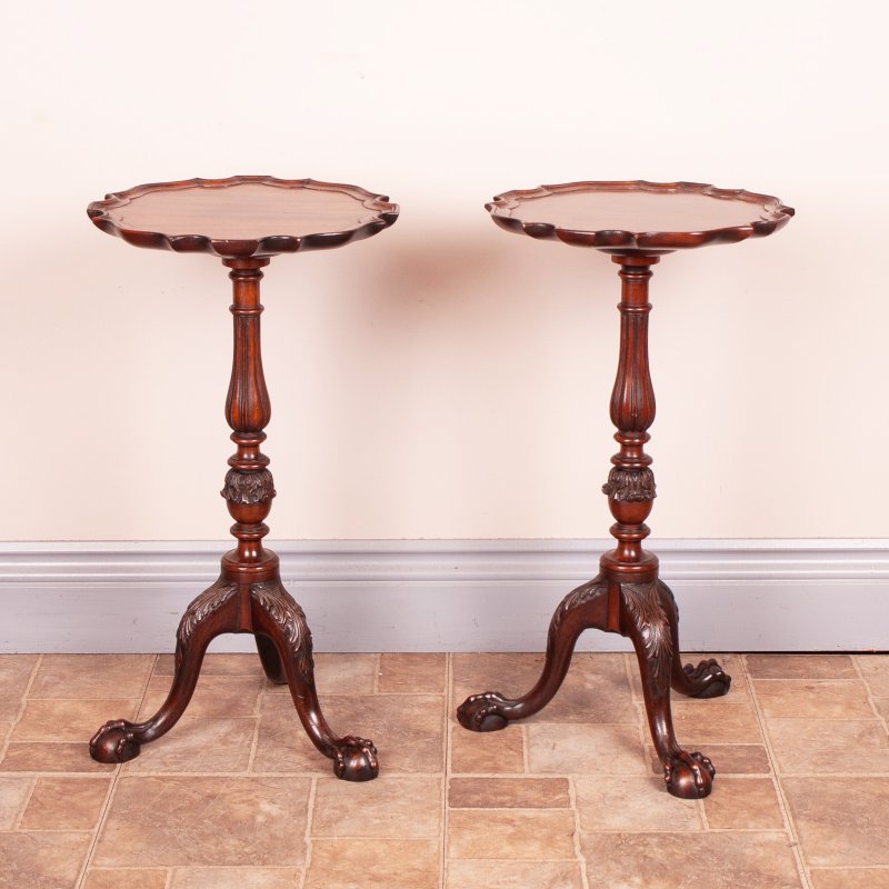 Very Good Quality Pair Of Carved Mahogany Wine Tables