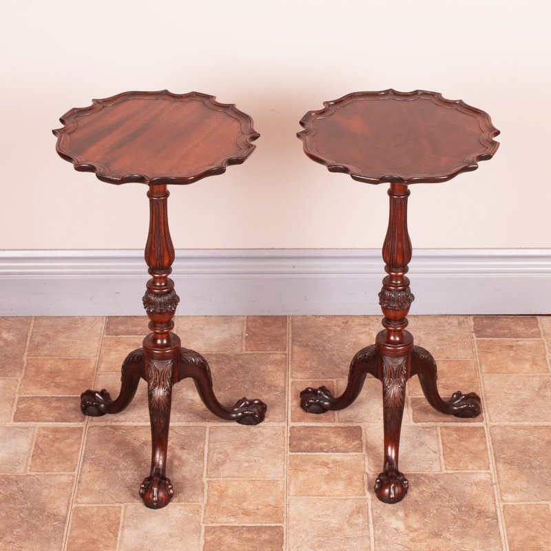 Very Good Quality Pair Of Carved Mahogany Wine Tables