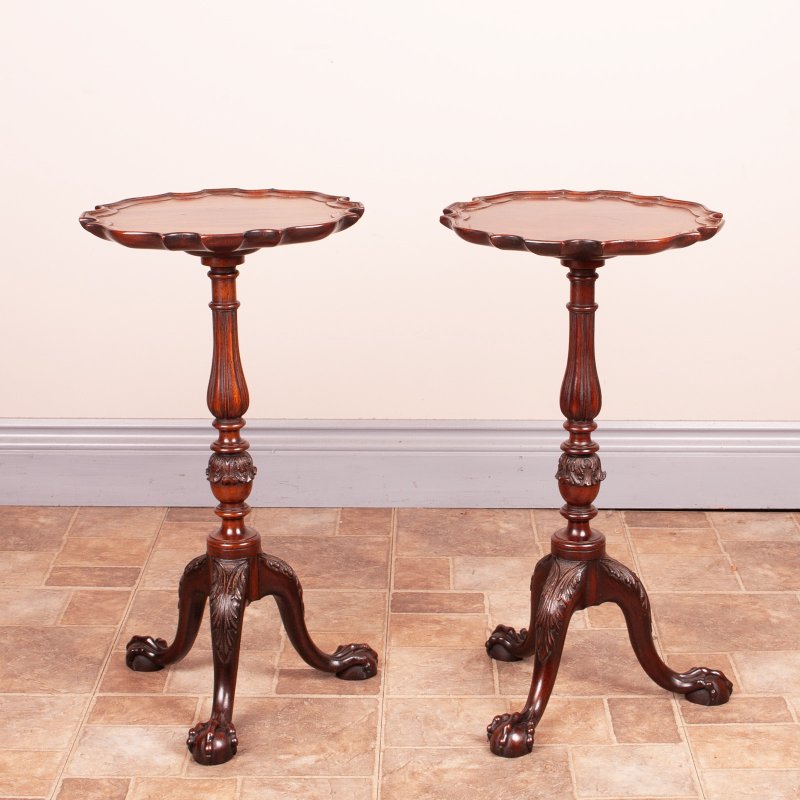 Very Good Quality Pair Of Carved Mahogany Wine Tables