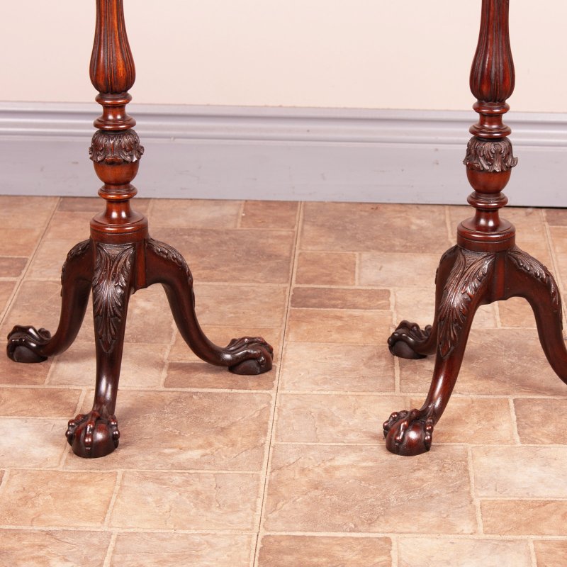 Very Good Quality Pair Of Carved Mahogany Wine Tables