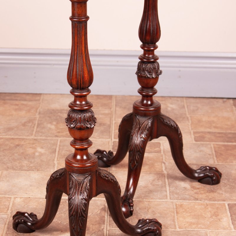 Very Good Quality Pair Of Carved Mahogany Wine Tables