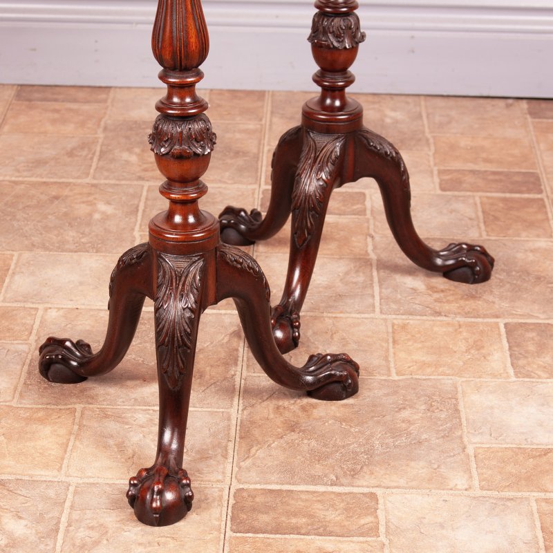 Very Good Quality Pair Of Carved Mahogany Wine Tables