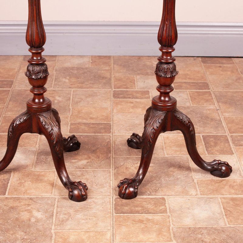 Very Good Quality Pair Of Carved Mahogany Wine Tables