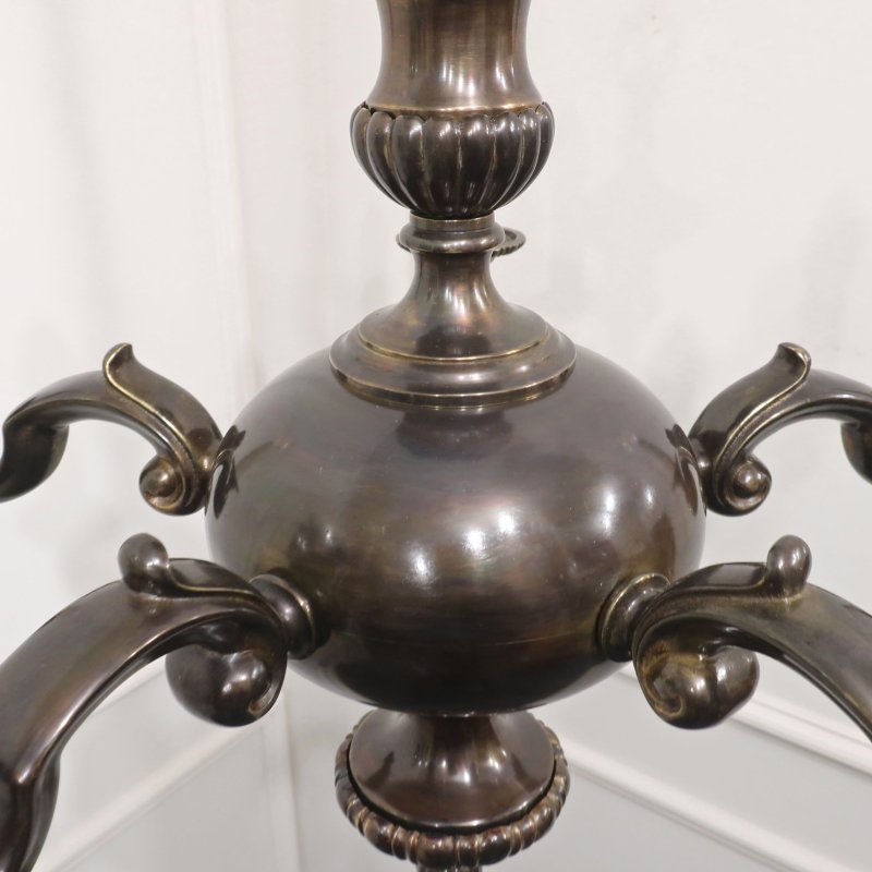 Edwardian Bronzed Five Arm Chandelier Attributed to G.E.C