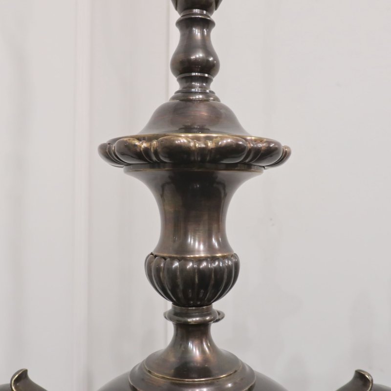 Edwardian Bronzed Five Arm Chandelier Attributed to G.E.C