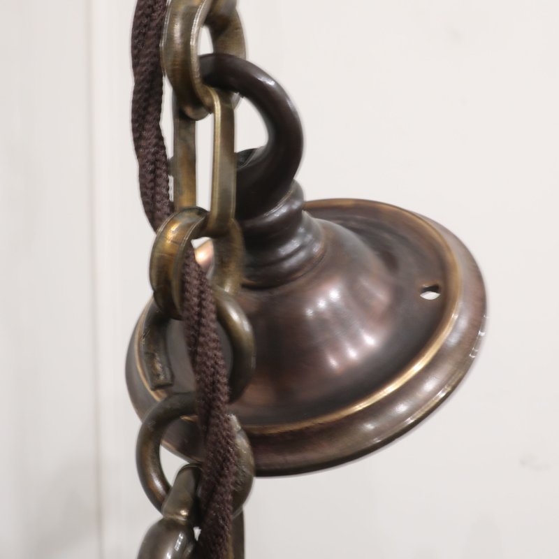 Edwardian Bronzed Five Arm Chandelier Attributed to G.E.C