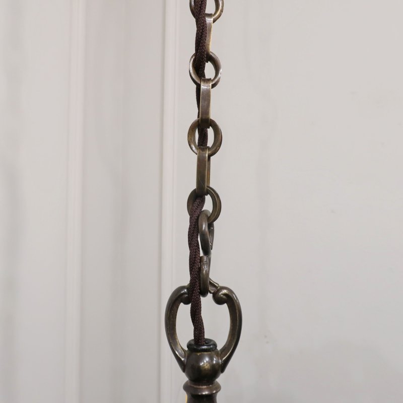 Edwardian Bronzed Five Arm Chandelier Attributed to G.E.C