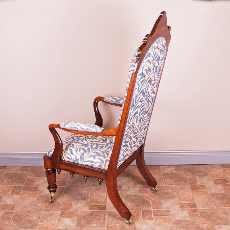 Good Quality 19thC Rosewood High Backed Library Armchair