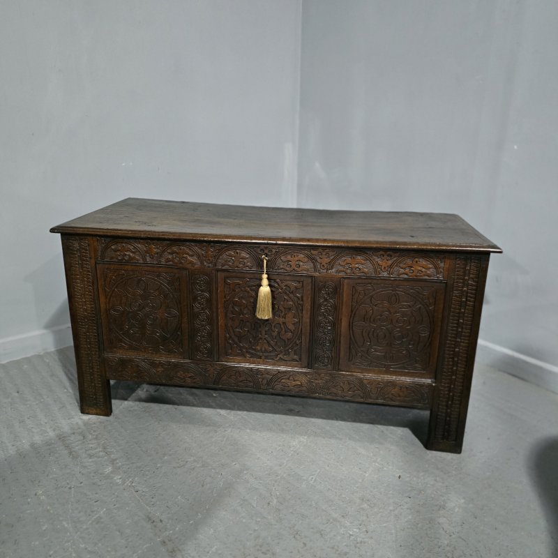 C17th Oak Coffer Charles 1