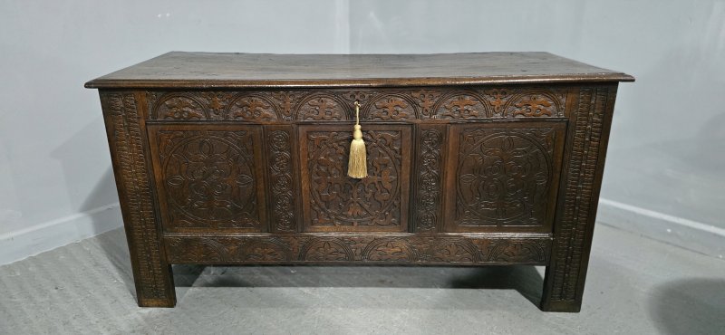 C17th Oak Coffer Charles 1