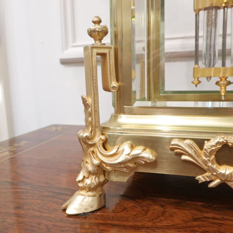 French Brass Four Glass Mantel Clock by Samuel Marti