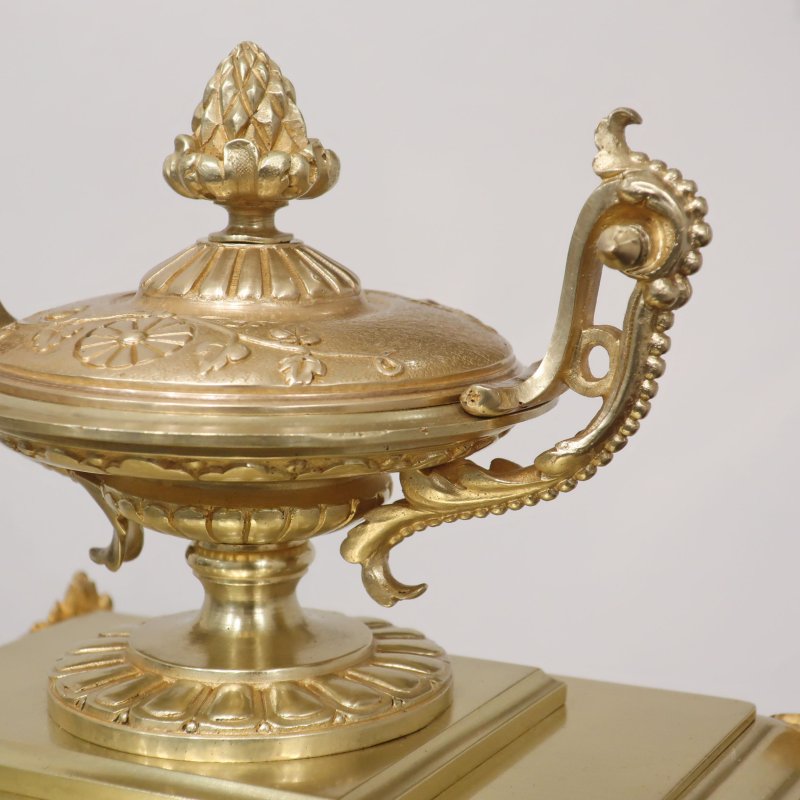 French Brass Four Glass Mantel Clock by Samuel Marti