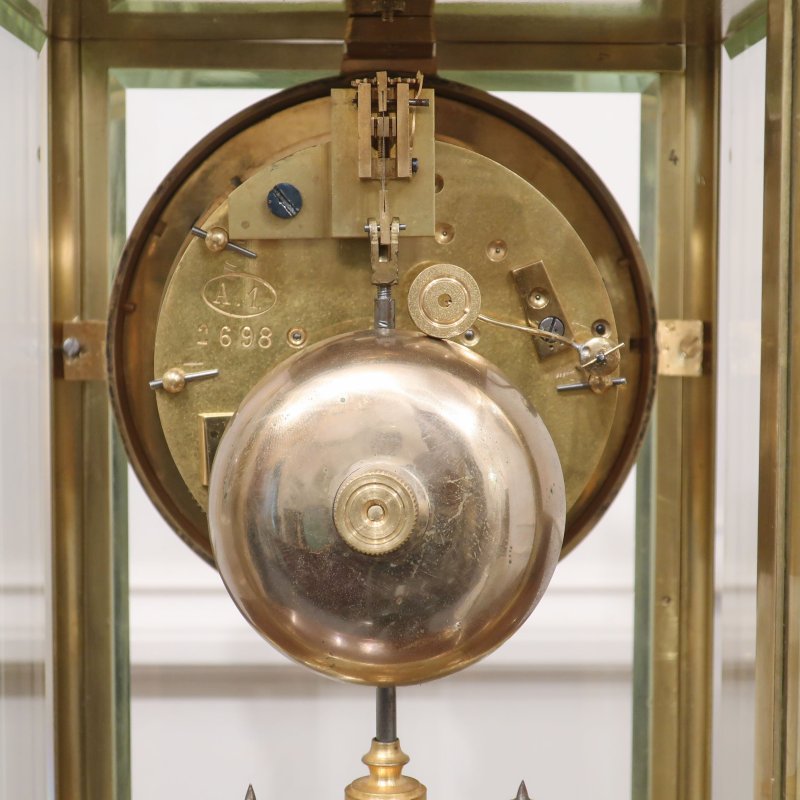 French Brass Four Glass Mantel Clock by Samuel Marti