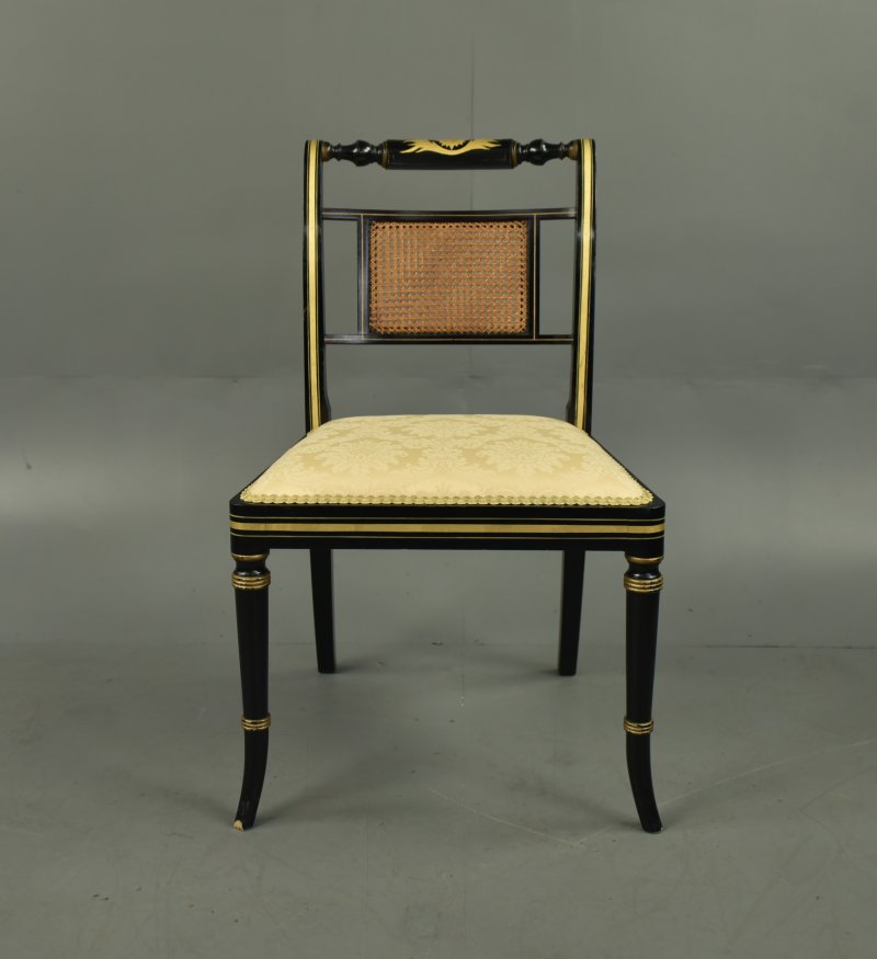 Set of six Regency ebonized dining chairs