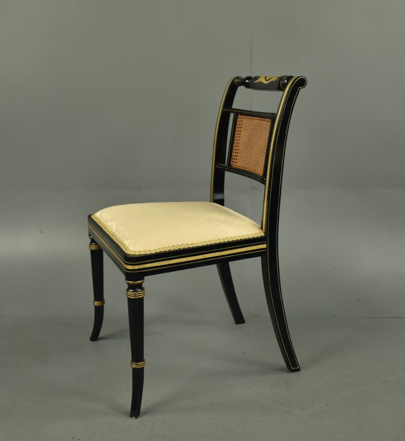 Set of six Regency ebonized dining chairs