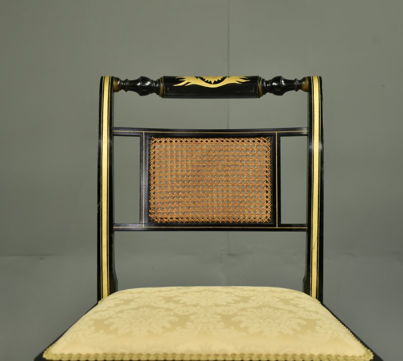 Set of six Regency ebonized dining chairs