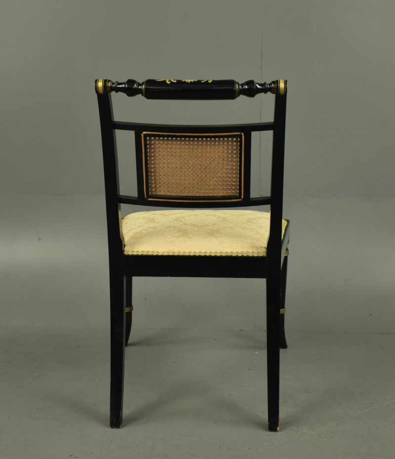 Set of six Regency ebonized dining chairs