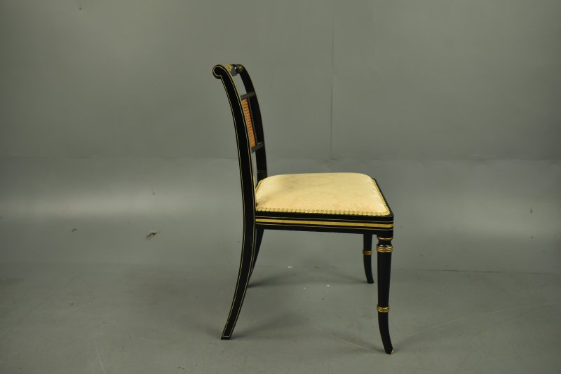 Set of six Regency ebonized dining chairs
