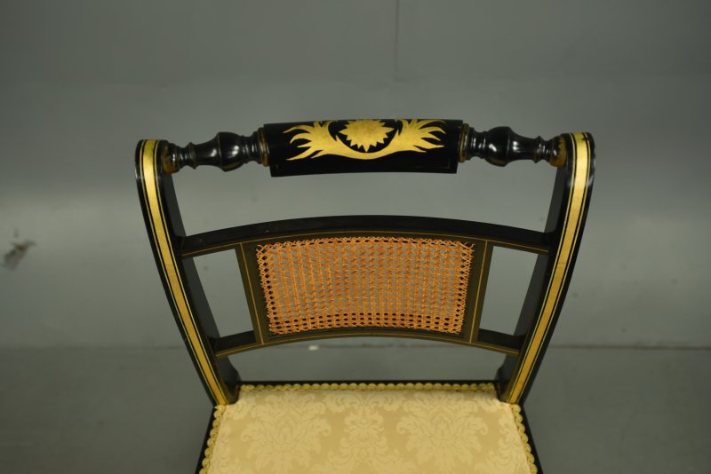 Set of six Regency ebonized dining chairs