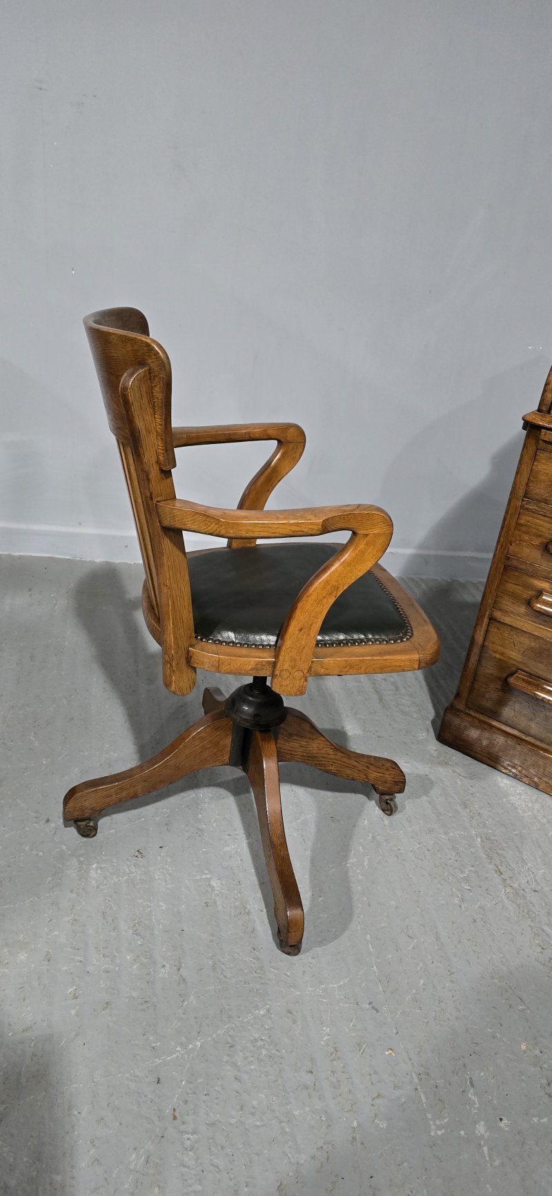 Oak Roll Top and Matching Desk Chair
