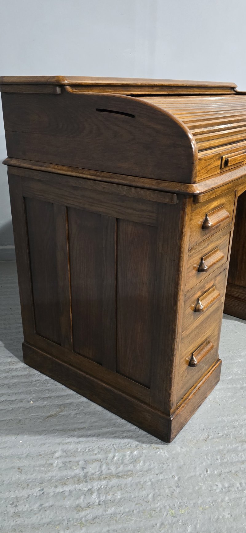 Oak Roll Top and Matching Desk Chair