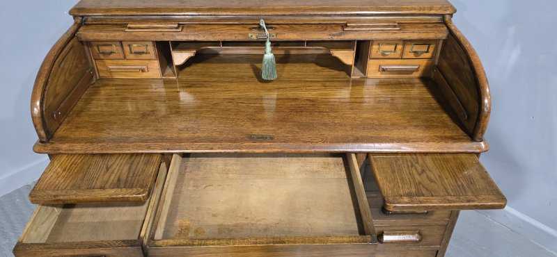 Oak Roll Top and Matching Desk Chair