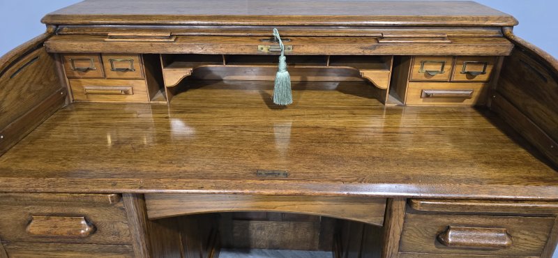 Oak Roll Top and Matching Desk Chair